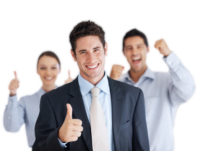 Happy business customers